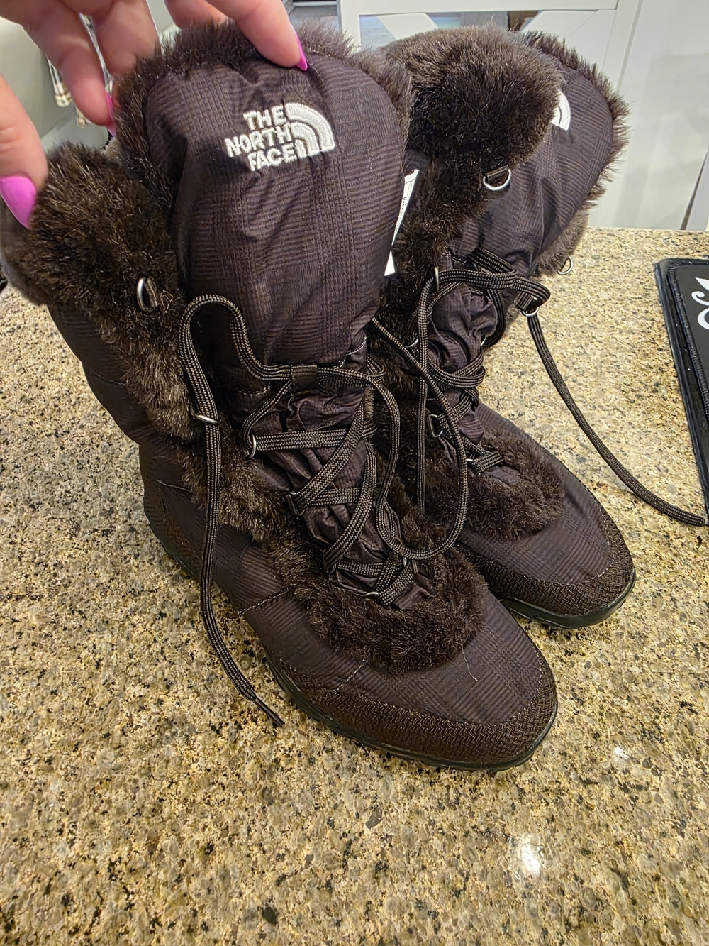 The North Face Women's Dark Brown Faux-Fur Winter Boots